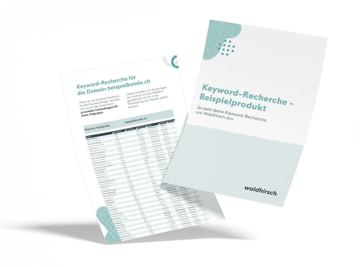 Deckblatt des Beispielprodukts Keyword-Recherche von Waldhirsch