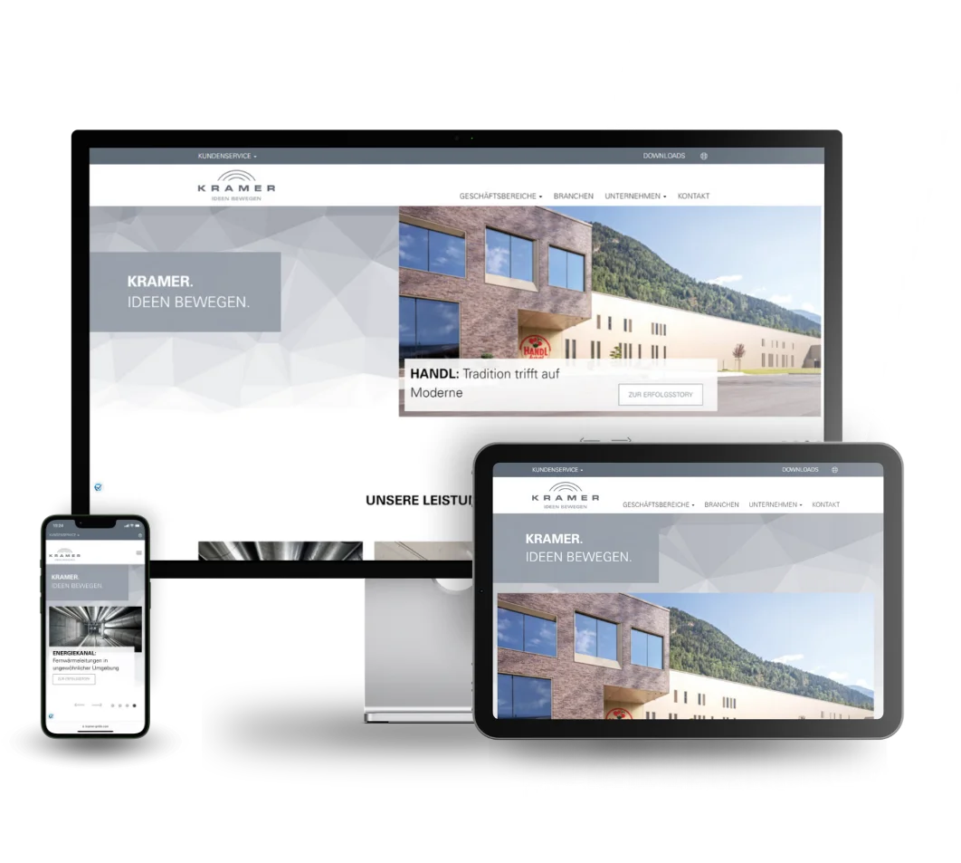 Mockup der Startseite von KRAMER GmbH