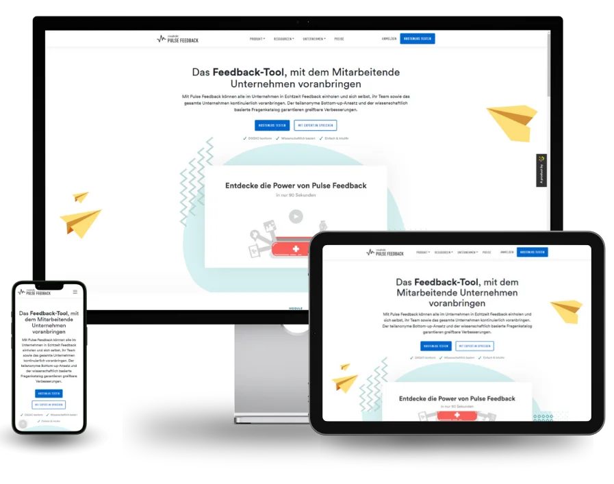 Mockup der Startseite von Pulse Feedback