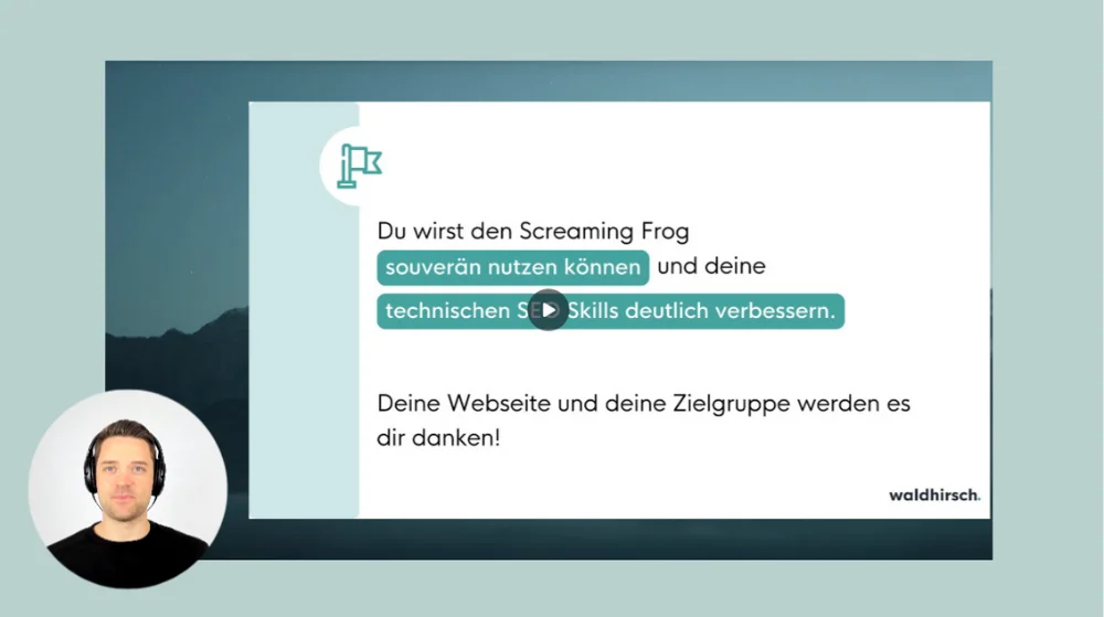 Screenshot aus Modul 1 des Online-Kurses über den Screaming Frog