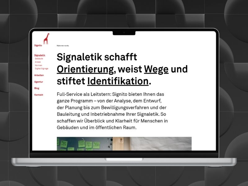 Webseite von Signito in Laptop-Mockup